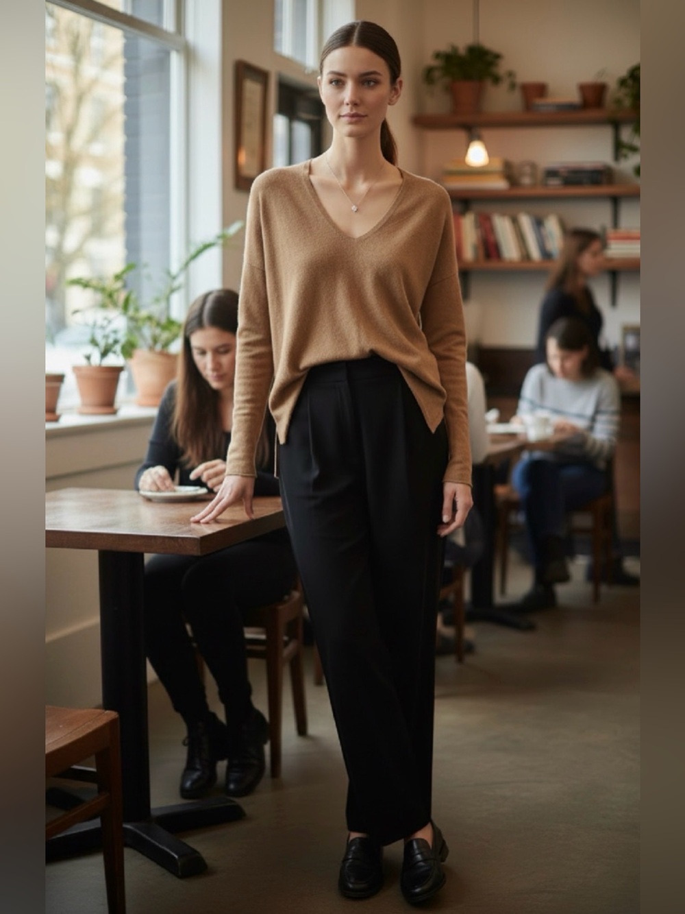 BABTON Erin Wool Blend V-Neck Sweater
